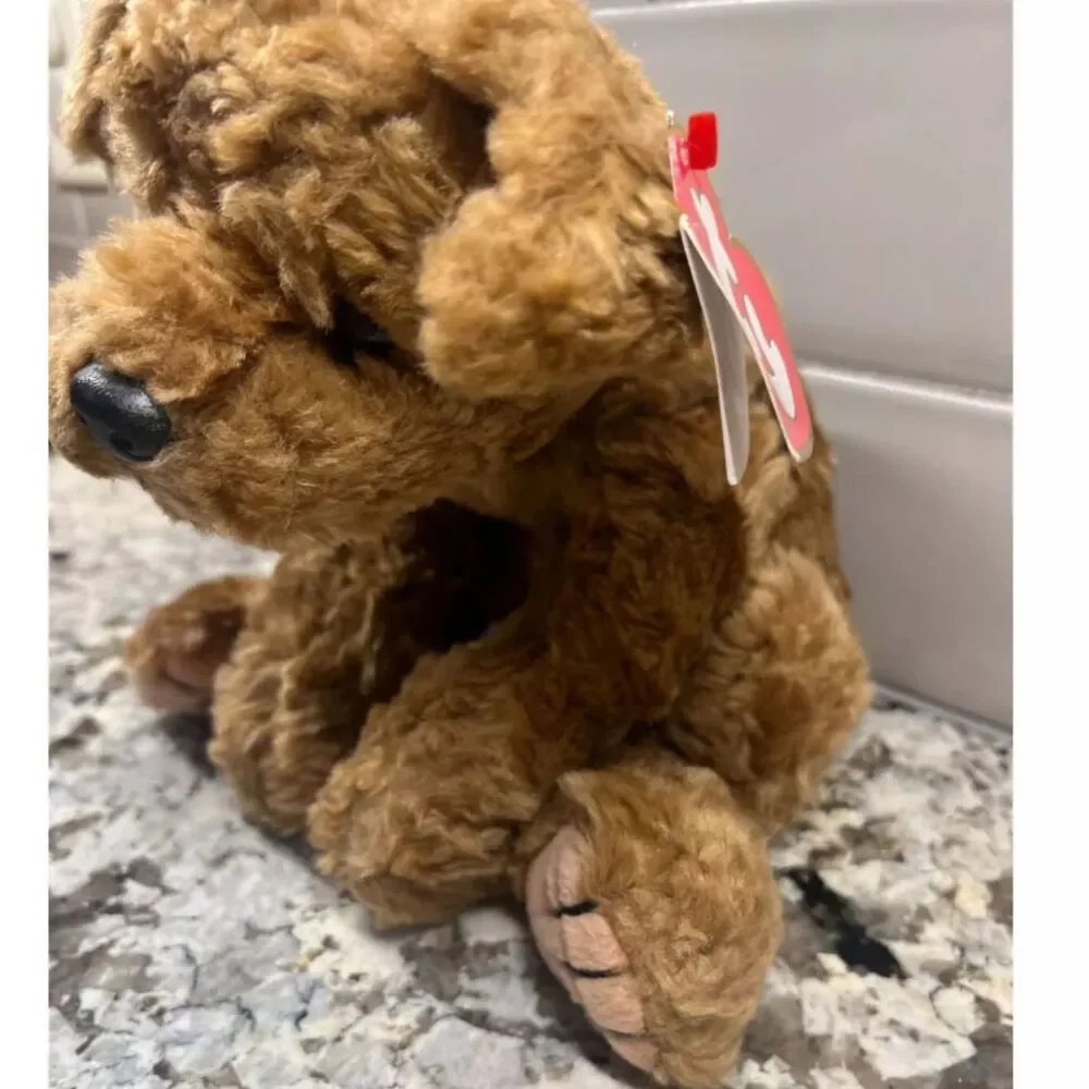 Ty  Biscuit Classic Stuffed‎ Animal Puppy Dog Brown Curly Plush Toy